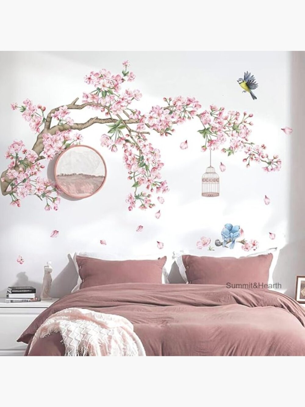 Cherry Blossom Tree Branch Wall Decals, 2 Sheets, Waterproof Vinyl, DIY Decor